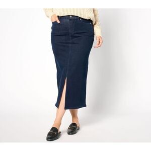 Gloria Vanderbilt Women's Skirt Sz 8 Denim & Co. Indigo Easy Midi Blue A658331
